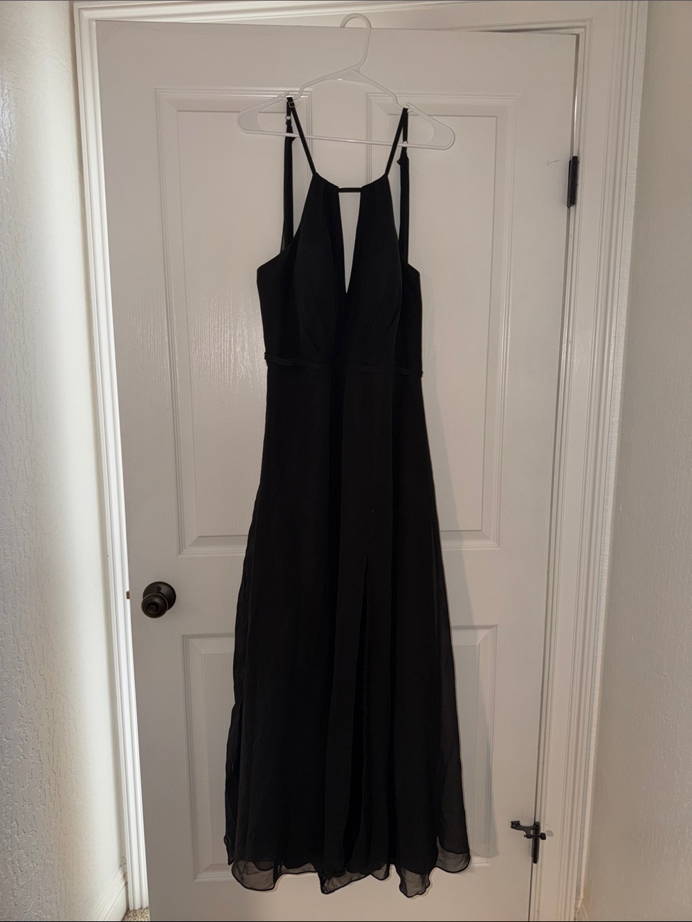 Azazie Black V-Neck Spaghetti-Strap Gown